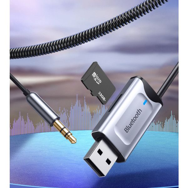 Bluetooth Aux-adapter USB till 3,5 mm Jack Trådlös Bil Audio Receiver Med Mic
