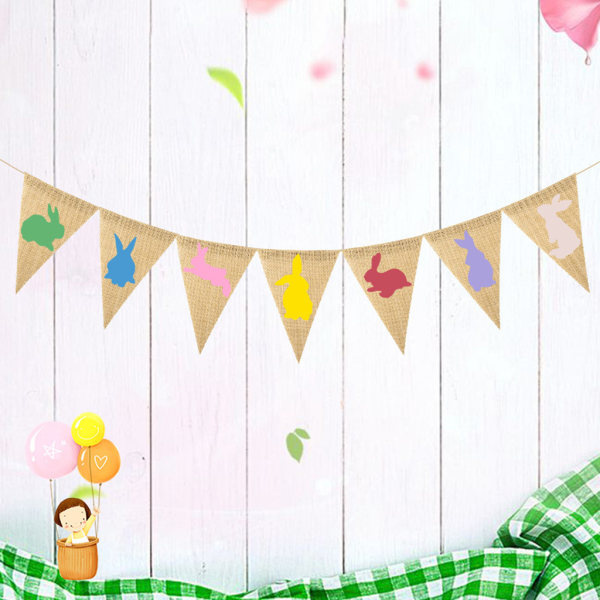 Pääsiäiskanin lippukoristeet Liinavimppeli Seinäkoriste Bunting Lippu D