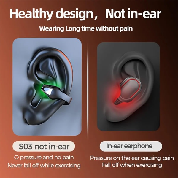 Bone Conduction Bluetooth 5.0 hörlurar Clip-on Bluetooth trådlösa hörlurar hörlurar svart black
