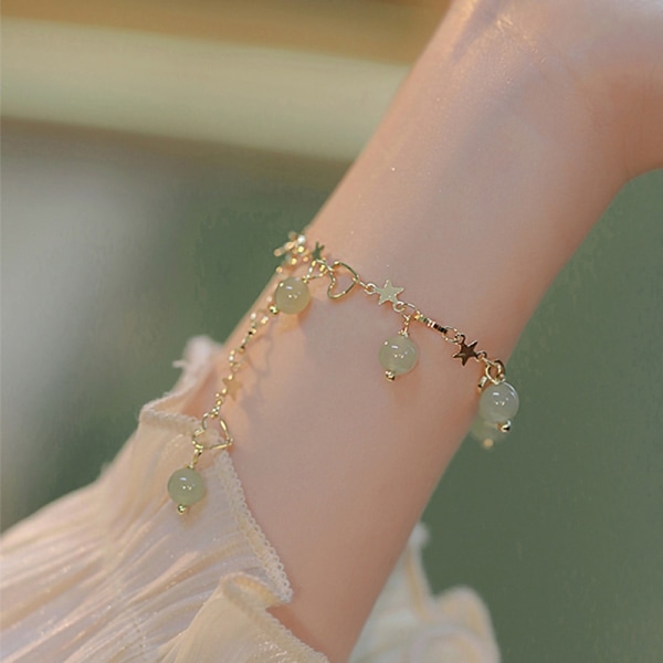 Hetian Jade armband för kvinnor Trendiga Star Heart Tofs Charm B Style ONESIZE Style ONESIZE