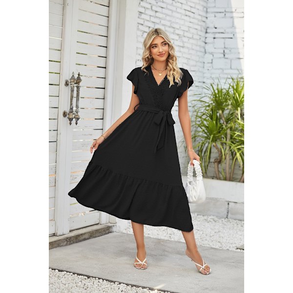 Kortærmede maxikjoler til kvinder Marineblå L