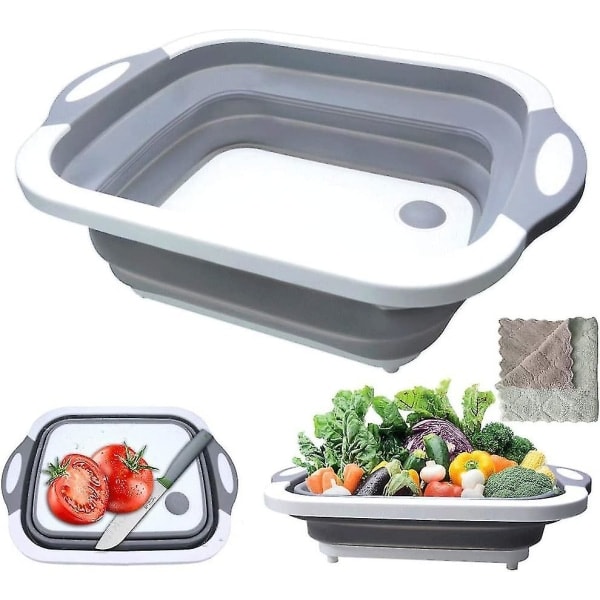 Fällbart skärbräda Kche, 3 i 1 skärbräda plast bärbar skärbräda för kök frukt grönsaker multifunktion kök skärbräda frukostbräda med