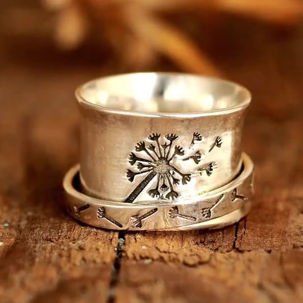 Antistressring til kvinder og mænd - Mælkebøtte Fidget Spinner Ring - spot salg 10# 10#