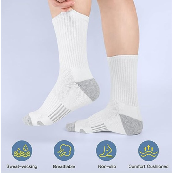 Miesten puuvillasukat - 5 parin pakkaus mustia/valkoisia/harmaita sukkia, mukavat ja hengittävät black crew socks
