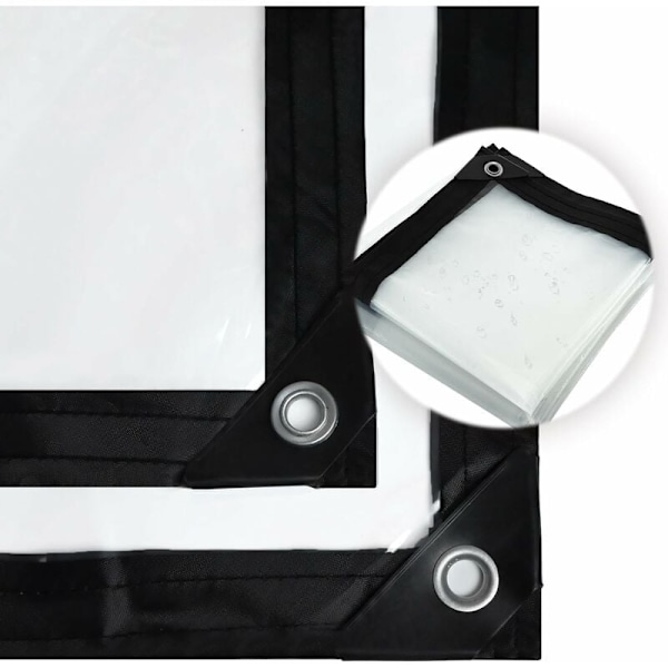 Vattentät Transparent Polyeten Presenning med Öljetter, Väderbeständig (2x2m)