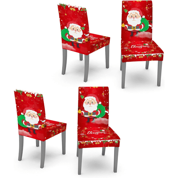 Julmatsalsstolsöverdrag Universal Avtagbara Stretch Polyester Spandex Stolsöverdrag för Juldekoration Hem Fest Bröllop Hotel X
