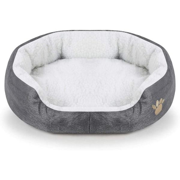 CDQ Rund eller Oval Formet Dimple Fleece Hundehule Seng Kæledyrs Katteseng