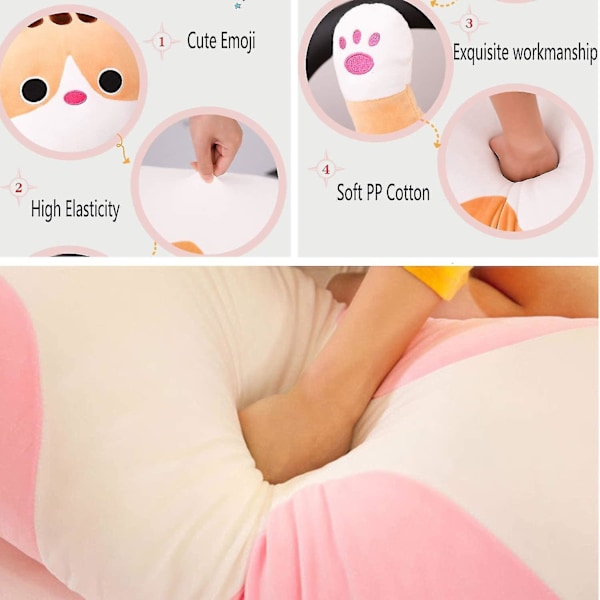 Plush-lelu Kissa Pitkä Puuvilla Söpö Kissanukke Plush-lelu Pehmeä Puuvilla Täytetty Uni Tyyny vaaleanpunainen pink 90cm