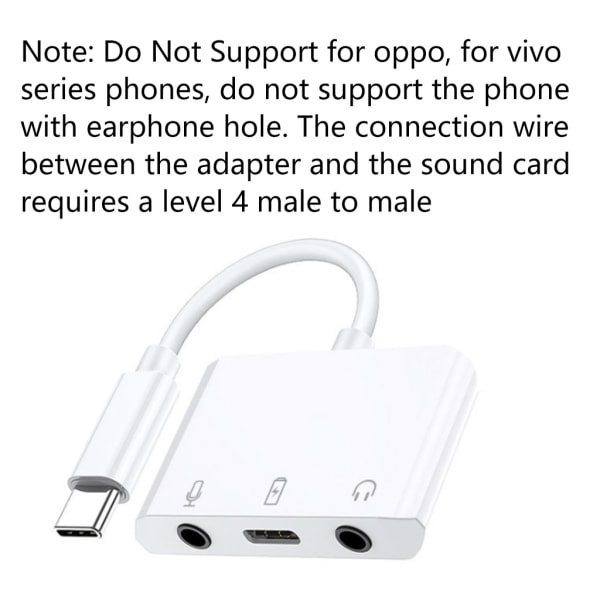 Ekstern Type-C Lydkortsadapter USB-C til Jack 3,5 mm Hovedtelefonlydadapter til Bærbar Computer Mobiltelefon