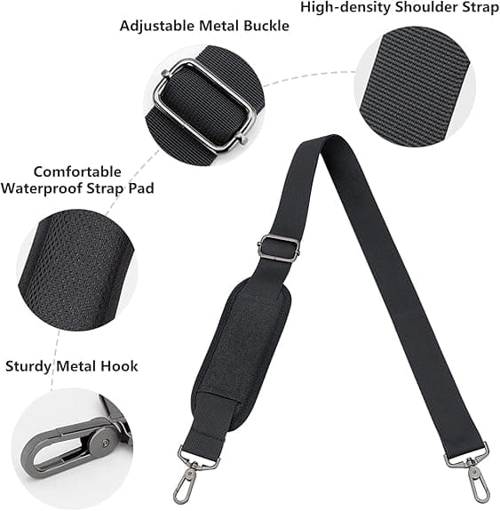 Shoulder Strap for Shoulder Bags — Adjustable, Soft, and Thickened Replacement Strap with Metal Hooks