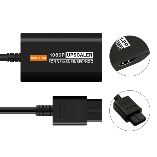 1080P Upscaler Adapter 4:3/16:9 Bildförhållande Växlare för N64/SNES/för SFC/för NGC-konsoler HDTV HDMI-kompatibel Konverterare