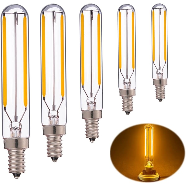 2W Rörformad LED-glödlampa,T20/T6 Edison LED Lång Pendelbelysning 20W Ersättningsglödlampa Varm Vit 2700K Vintage E14 Can