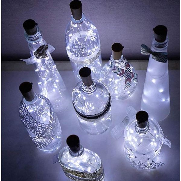 Paket med 10 LED-flaskkorklampor. 2m 20 LED-flasklampor. Silvertråd