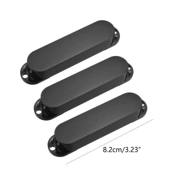 3-pack, plaststängda för Shell elektrisk gitarr Single Coil Pickup Covers för ST SQ elektrisk gitarr Svart