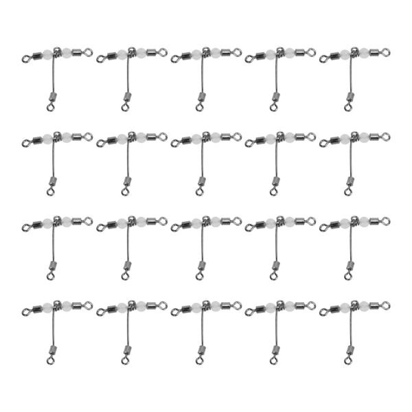 20 stk T-formet Lysende Fiske-Swivel 3-vejs Connector Krydslinje Rullende Swivel med Perler 4x5 #