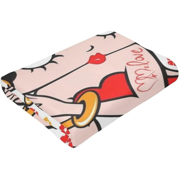 Betty Boop Fleecefilt för alla årstider, Mjuk Fluffig Varm Flanell Plysch Täcke för Soffa, Säng, Jul -w272 50x40in 125x100cm