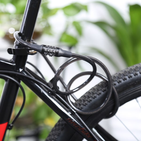 Cykellås 4-siffrigt återställbart kombinationsrullande cykelkabellås för landsvägscykel mountainbike