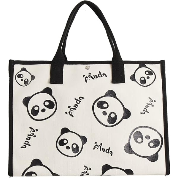 Beach Tote Bag Estetisk, stor storlek Canvas Axelväska, Panda Des