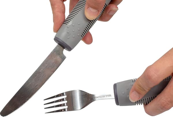 Komfortgreb bestik til handicappede - grå, til rysten, gigt, ældre og handicappede