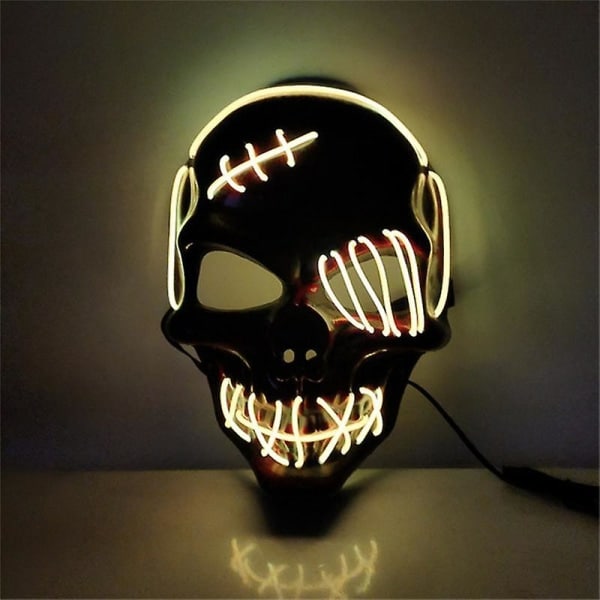Led Mask Party Masque Maskerad Masker Neon Mask Ljus Glow In The Dark Skräckmask Glödande Masker Mask med blandad färg gul