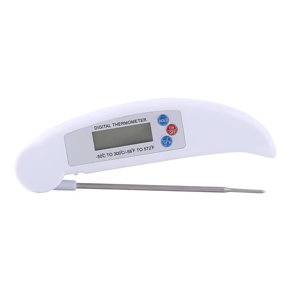 Sammenleggbart LCD Digitalt Matlagingstermometer for Kjøkken, Grill, Kjøtt - Hvit