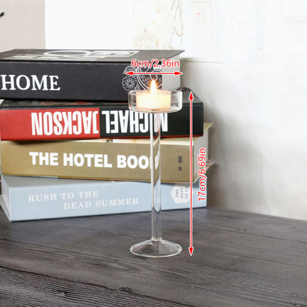 1:a Glas Ljushållare Set Värmeljusljusstake Hemma Bröllop Transparent 17cm Transparent 17cm