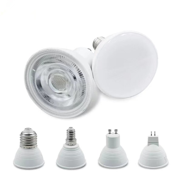 LED-lampekopp i aluminium med plastbelegg Cool White E27 6W 120 degrees