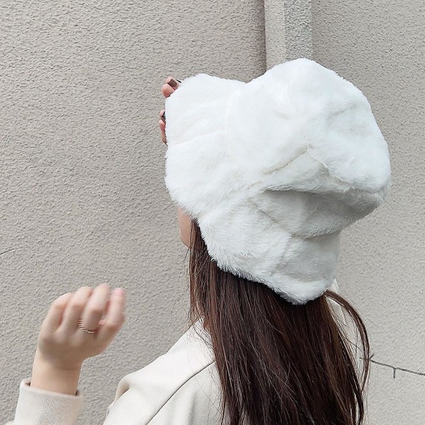 Mjuk volang Sweet Bucket Hat Plysch Lotus Leaf Vinter Varm Fisherman Hat Kvinnor Flickor Höst Utomhus Panama Casual Kepsar Hattar Gul-2