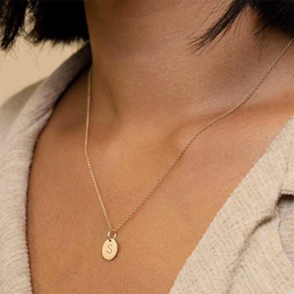 Justerbar Snygg Initialhänge Halsband Bokstav Guldkedja Halsband Mode Skiva Halsband Handgjord Gåva för Par null - E