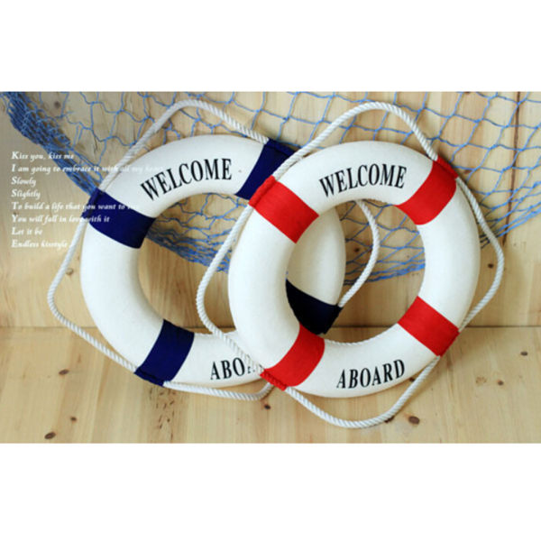 Välkommen ombord på Nautical Life Lifebooy Ring Boat Wall Hanging Ho Blue 35cm Blue 35cm