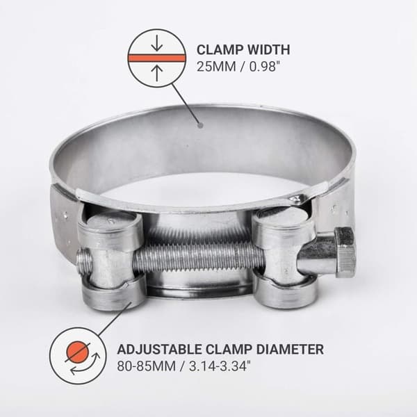 2-pack förstärkta rörklammer för 80-85 mm galvaniserat stålrör