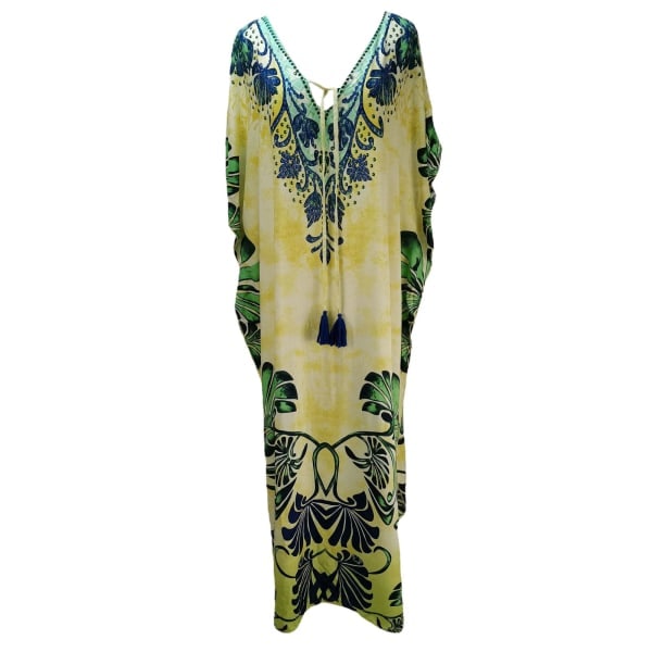 Damers Baddräktstäcke med Snyggt Tryck Bikini Cover Up Sommar Strand Badkläder, Bikini Beachwear, Djup V-ringad Lång Klänning för Vaca 6