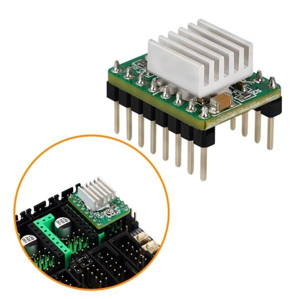 5 stk høypresisjonstrinnsmotor-drivermodul Kjøleribbe for 3D-utskrift A4988 Chip Fem forskjellige trinnresolusjoner