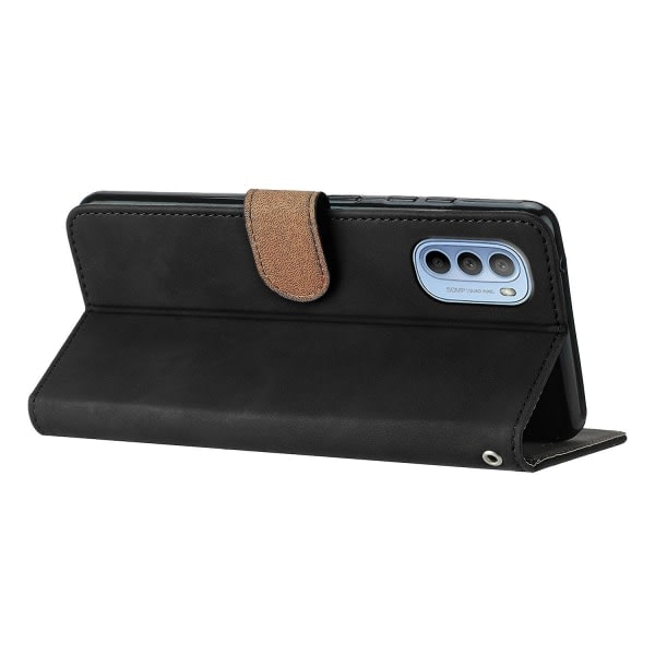 Telefonetui til Motorola Moto G62 5g PU Læder Butterfly Imprimeret Stativskal Pengepung Flip Cover Sort