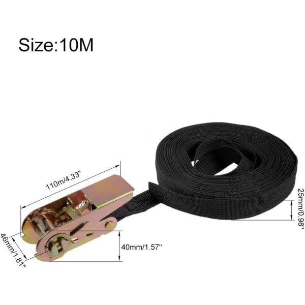 10m x 25mm kiinnitys hihnalla ja ratketilla, 250 kg työkuorma, 2 kpl