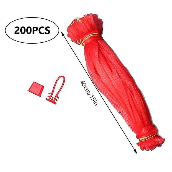 Genanvendelig netpose, 200 stk. Nylon Mesh Vetable Netpose, Frugt og Vetable Pack Net, Til Æg Netpose, Frugt Netpose Ruika