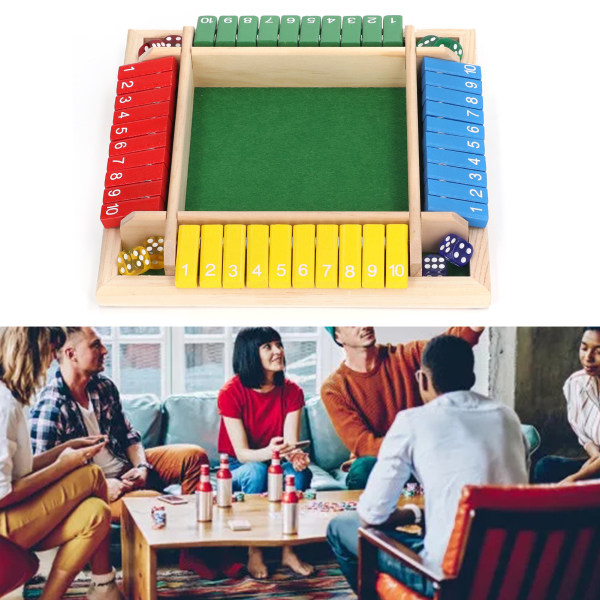 Träskiva brädspel hem pub semesterfest 4 spelare familjebord matematikspel för vuxna barn grön botten