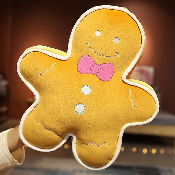 Plysch pepparkaksman fylld docka mjuk slängkudde dekorationer Barn Barn Födelsedagspresent Gul