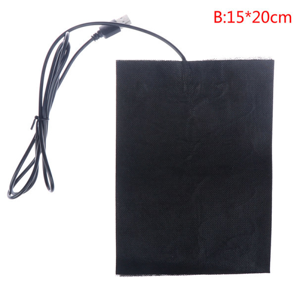 7 Størrelser USB Varme Kulfiber Varmepuder Opvarmet Jakke Frakke Ves Sort 15*20cm Black 15*20cm