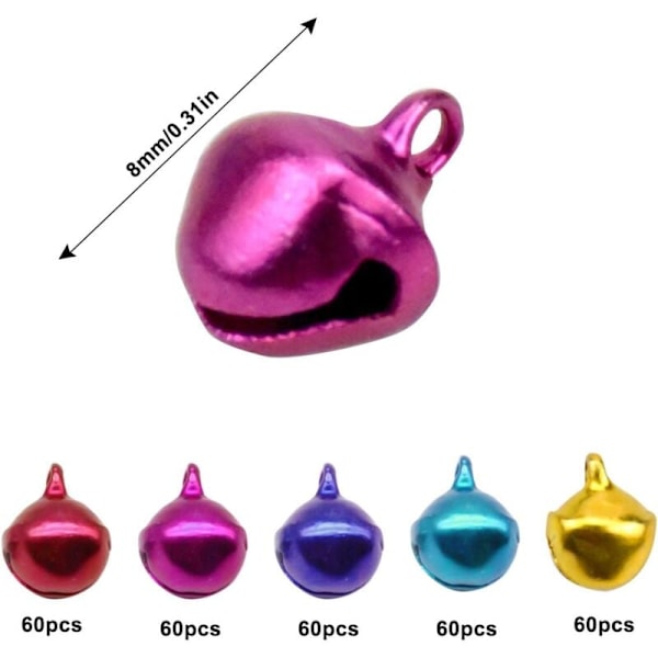 300 stk. Små Bjeller, Metall Jingle Bells, Flerfargede Bjeller, Julebjeller, Hunde- og Kattebjeller for Smykkefremstilling, Bryllupsfestivaldekorasjoner