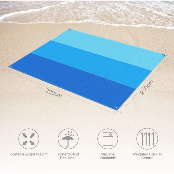 Picknickmatta Strandfilt, Extra Stor 200 x 210 cm Vattentät Sandfri Picknick