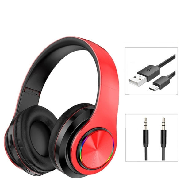 Trådløst headset - Foldbart headset - LED-lys - Lysende hodetelefoner - Hodetelefoner - Pluggbart kort - Universal