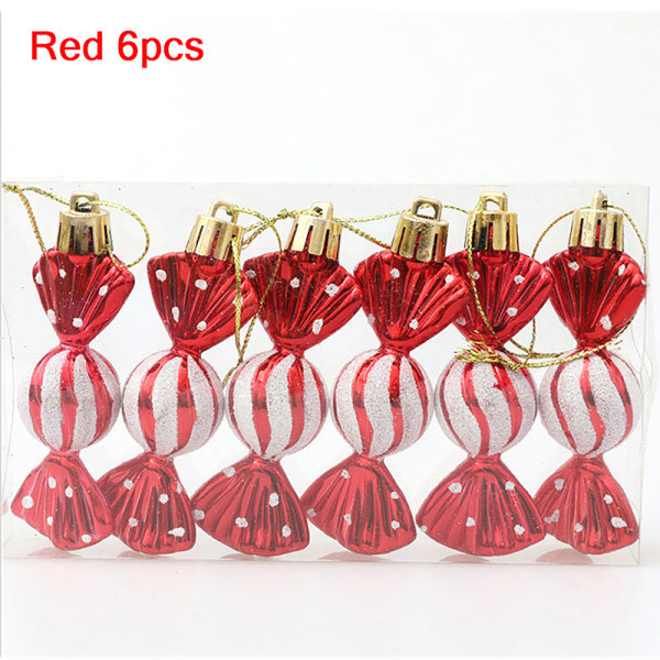 6 st/kartong godis form hängande prydnader julgran DIY Ornam Red onesize