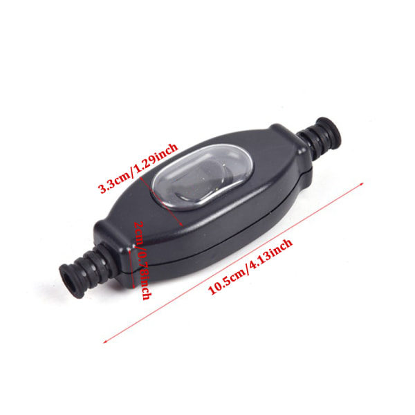 Vedenpitävä in-line-virtakytkin johtokytkin IP65 pyöreä johtoliitin D Musta 1 kpl Black 1Pc
