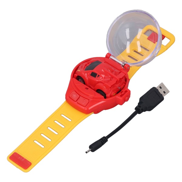 Mini-kaukosäädinautokellolelut USB-lataus Cartoon Cute Wrist Racing Car Watch pojille ja tytöille punainen