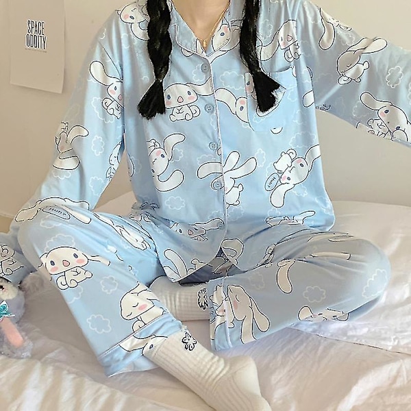 Sanrios Kawaii Pyjamas Cinnamoroll Söta Cartoon Koreanska Sovrums Hemkläder Flickvän Gåva 100-120catty