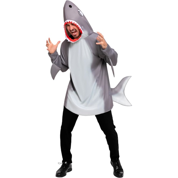 Voksen mænds haj kostume til Halloween, kostumefest, trick or treat, cosplay fest Gray L