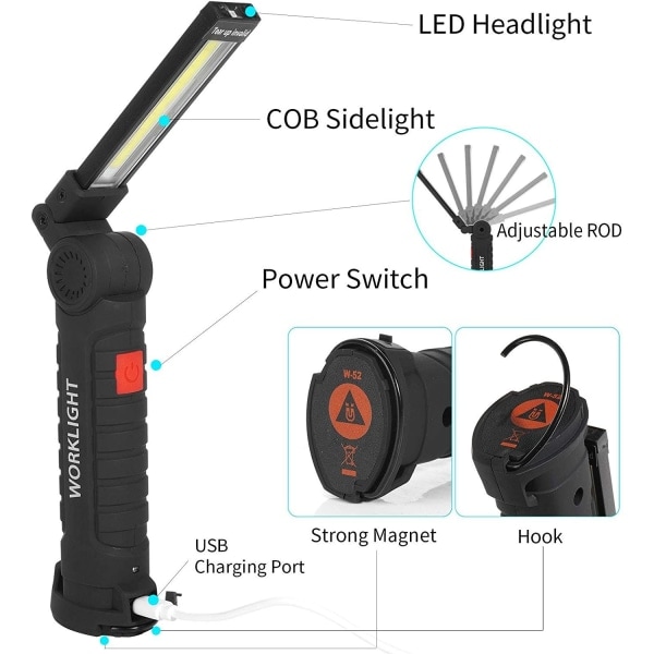 LED-arbejdslamper, farsdagsgaver til far, mand, genopladelige arbejdslamper til mænd, perfekte farsdagsgaver fra søn, datter, kone