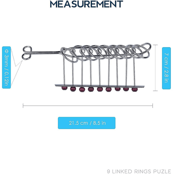 Puslespil til voksne - 9 sammenkædede ringe Hjernetræning Klassisk kinesisk