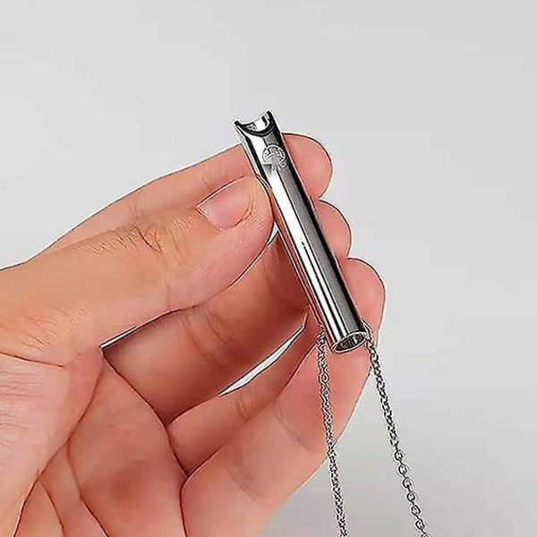 2 stk. åndedrætshalskæde, angst halskæde til kvinder, stress relief Mindful åndedrætshalskæde i rustfrit stål til meditation afslapning sort sølv Black silver
